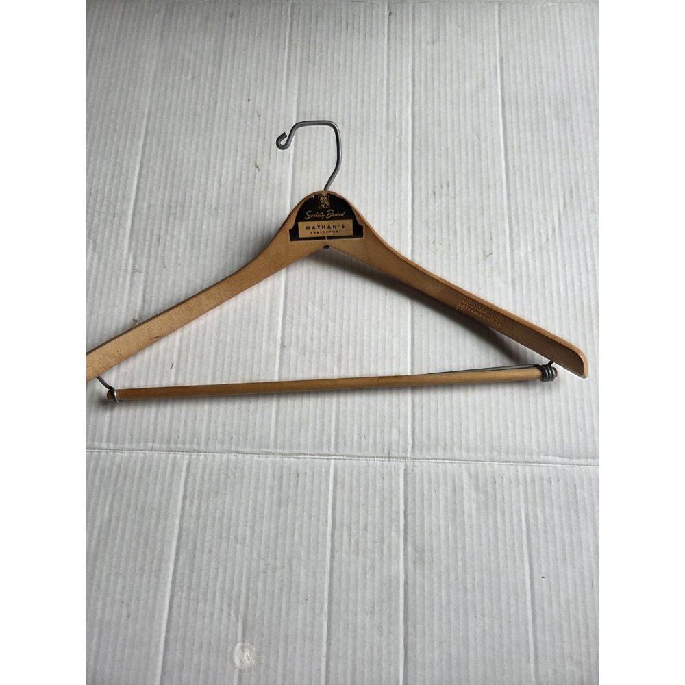 Vintage Wishbone‎ Wooden Advertising Clothes Hanger Nathan's Shreveport